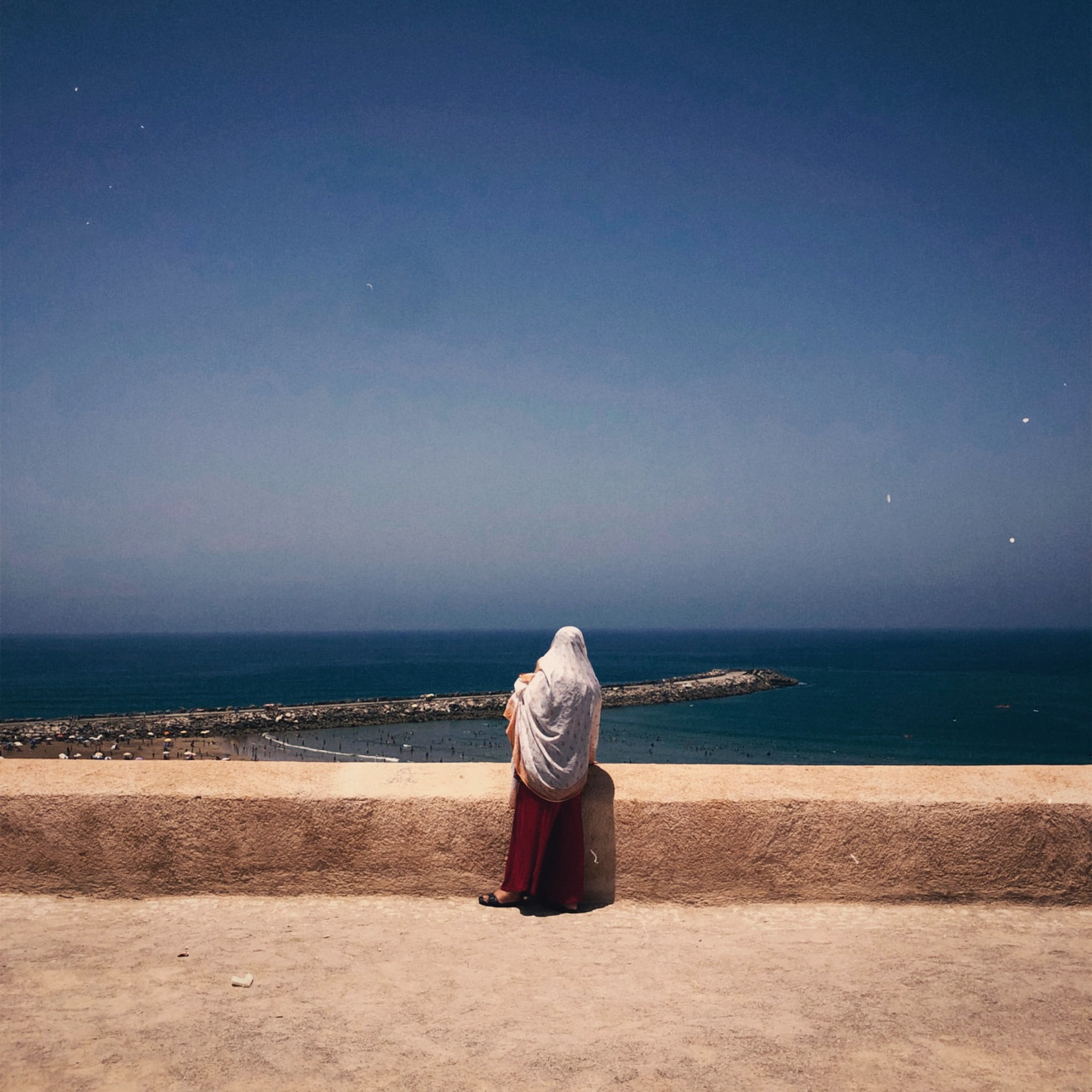 l'hajja admiring the view on a hot summer day. 