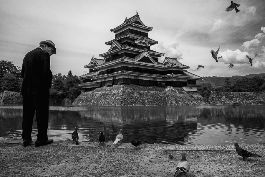 Whispers of History: Feeding Pigeons in the Shadow of Matsumoto Castle