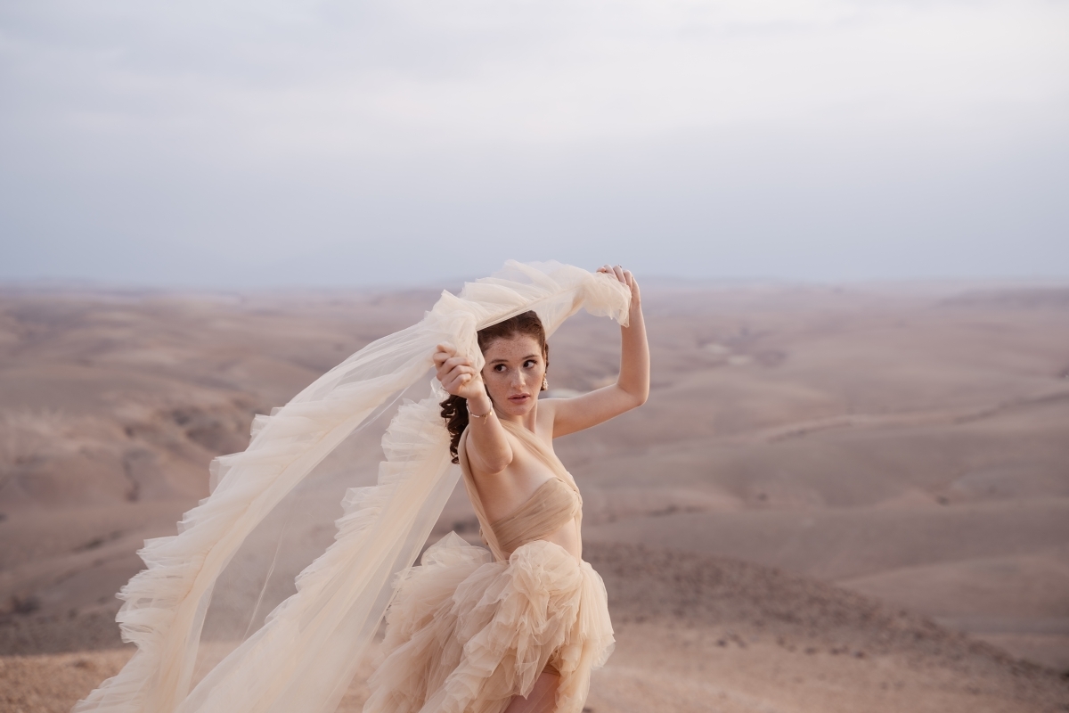 Capturing The Wind | Textural Fine Art Bridal Photography & The Desert Atmosphere
